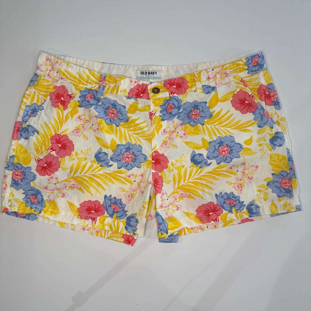 Old Navy Floral Chino Shorts | Tropical Print | Size Women's 18 Tall